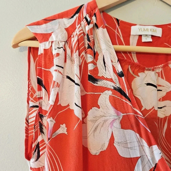 Yumi Kim Soho Mixer Wrap Casual Floral Silk Bay Breeze Red Mini Dress Size Small - Picture 10 of 16